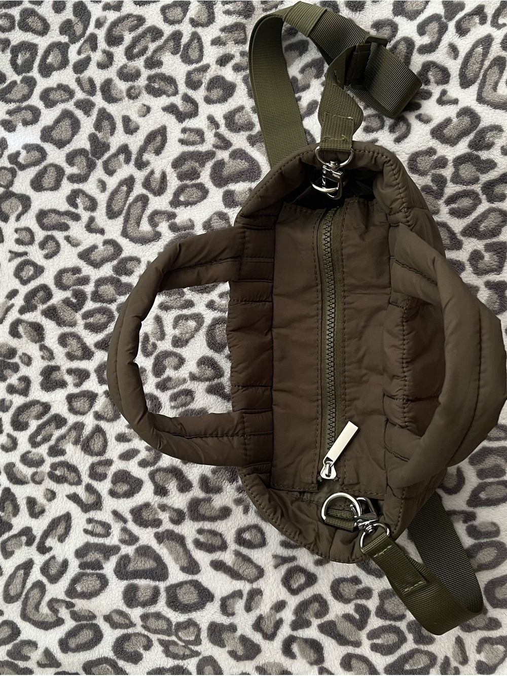 Quilted Olive Green Puffer Tote Bag - Versatile Women's Shoulder Bag - Picture 5 of 5